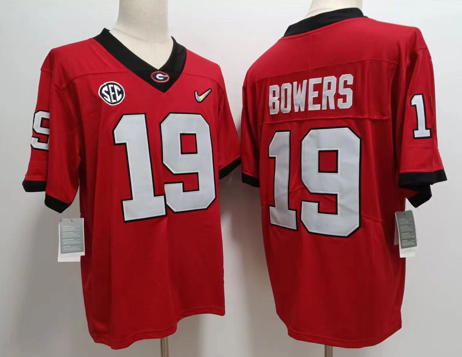 Men Georgia Bulldogs 19 Bowers Red 2024 Nike Vapor NCAA Jersey